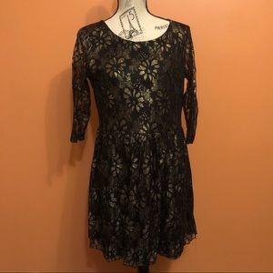 Black and gold lace dress